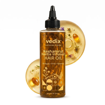 Keshamrut Herbs Infused Ayurvedic Hair Oil With Bhringraj, Amla & Rosemary I Control Hair Fall & Boost Hair Growth I