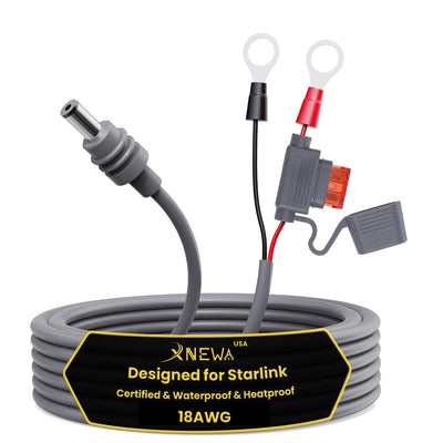 XNEWA Starlink Mini O Ring Connecters Extension Cable, 18AWG, Starlink Mini Direct Battery Power Cable, Waterproof, DIY Battery Kit with ATC/ATO Fuse Holder, Secure Blade Fuse Protection (5M/16.4FT)