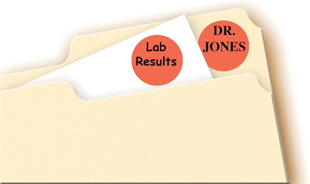 Print/Write Adhesive Removable Labels, 0.75 Inch Diameter, Red - Orange Neon, 1008 per Pack (5467)