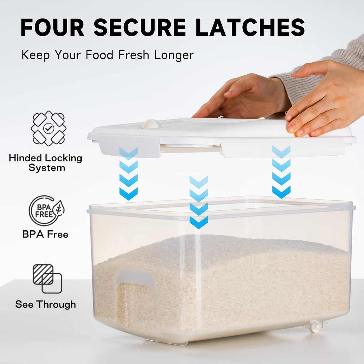 10 lb Airtight Flour Storage Container, BPA-Free, White