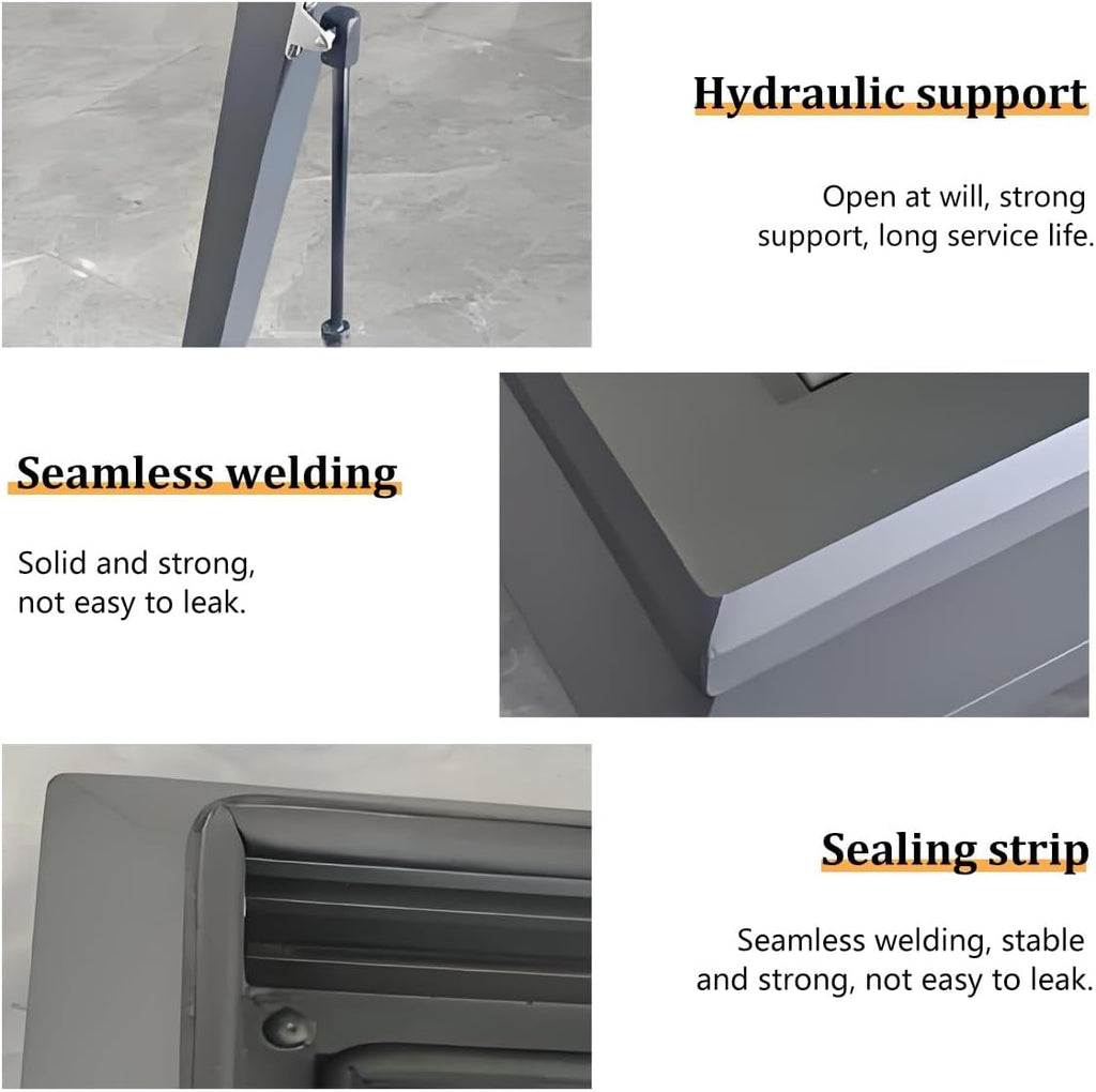 Roof Hatch Roof Skylight with Reinforced Glass, Sloped Flat Roof Lighting Well Window For Indoor Attic with