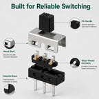20PCS SPDT Micro Slide Switch, 3 Pin 2 Position 5mm Vertical Switch