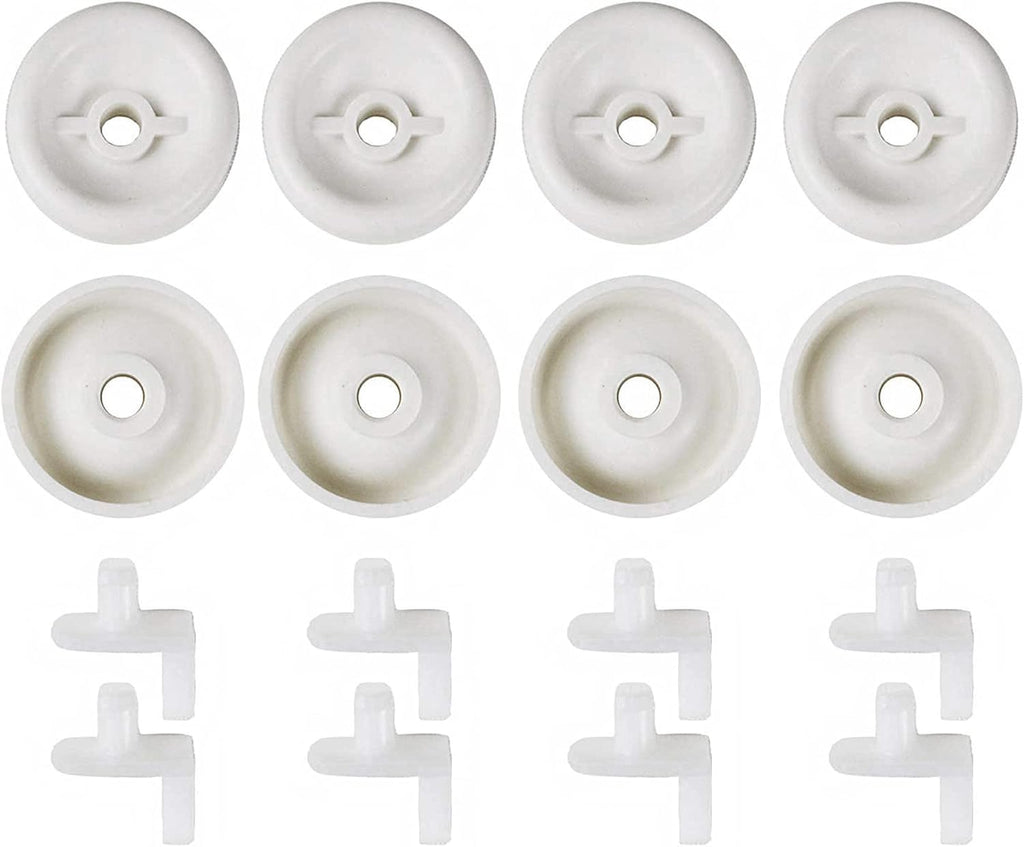 (8 Pack) Exact Replacement Dishwasher Dishrack Rollers and Studs - Lower Rack Wheel Kit Compatible with GE, Kenmore, and Hotpoint Dishwashers Part Number WD35X21038