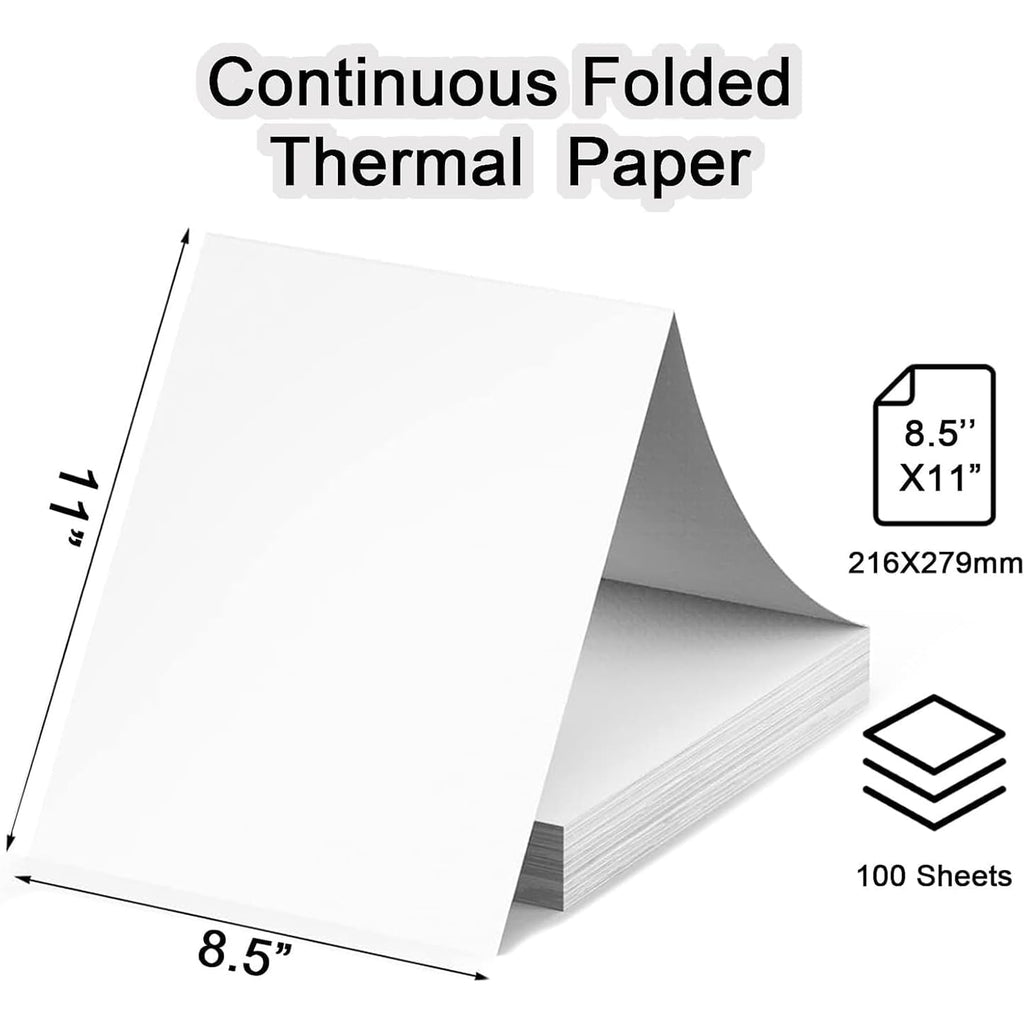 Thermal Paper 8.5x11 Inch for Portable Printer, 200 Sheet Multi-Type