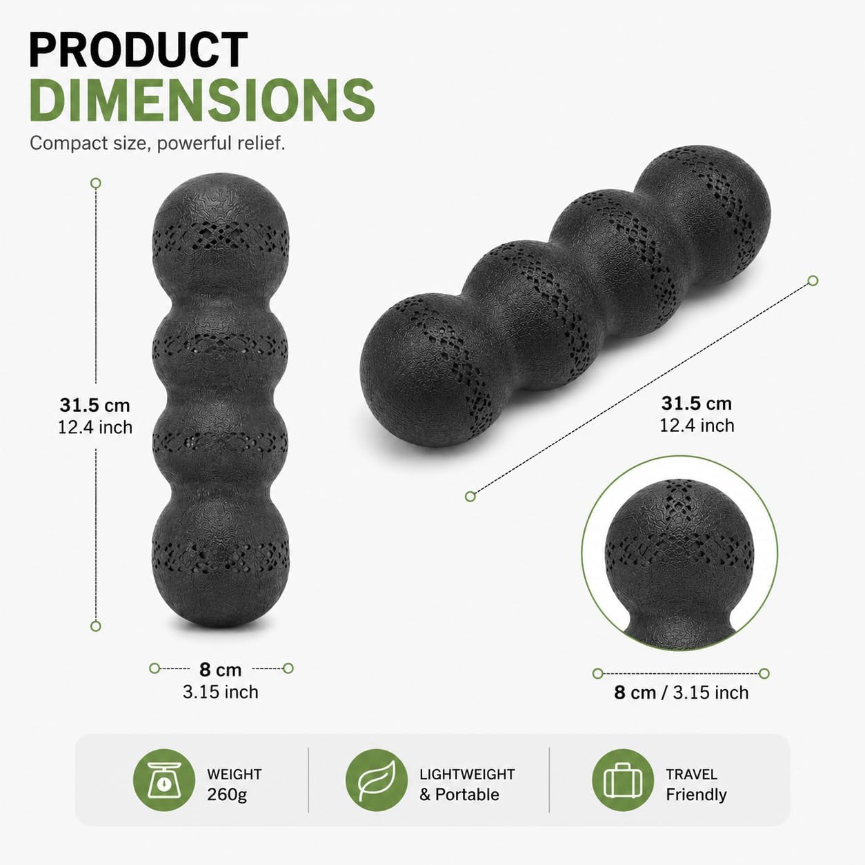 Double Peanut Massage Roller for Deep Tissue Relief, Spinal Alignment Gap, Micro-Perforation Texture, Back, Neck &