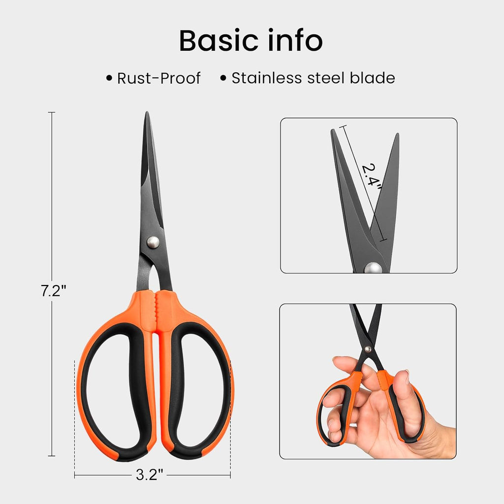3 Packs Trimming Scissors Teflon Coated Non Stick Blades Pruning Shears Gardening Hand Pruning Snips with Straight