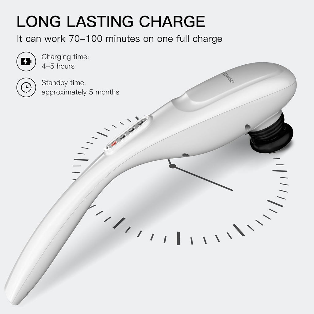 Cordless Back Massager for Shoulders, Waist, Legs, Rechargeable 3200mAh Battery, 5 Speed and 5 +2 Massage Nodes 5