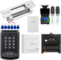 Door Access Control System RFID Keypad Electric Strike Lock Kit with Exit Button Doorbell Chime Remote Control