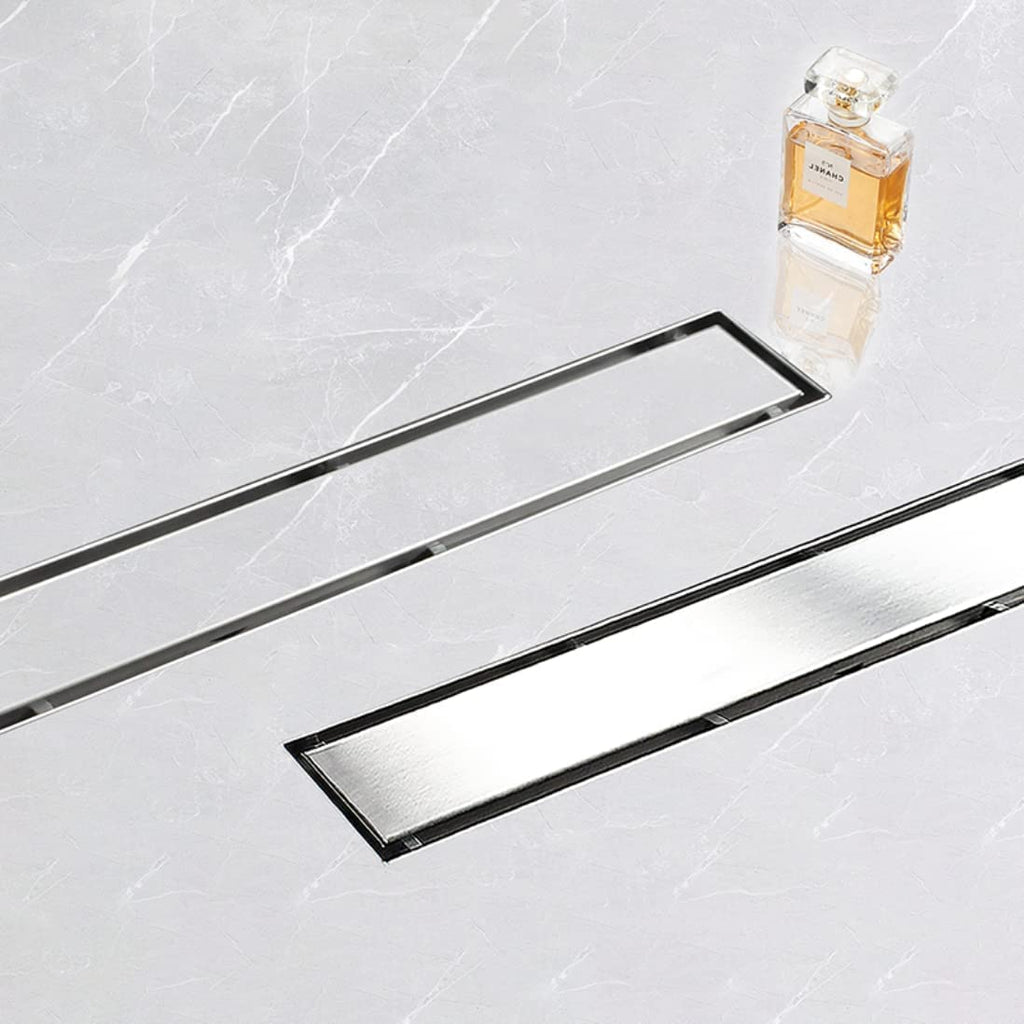 48"Linear Shower Drain Brushed Silver Drain with Tile Insert Grate