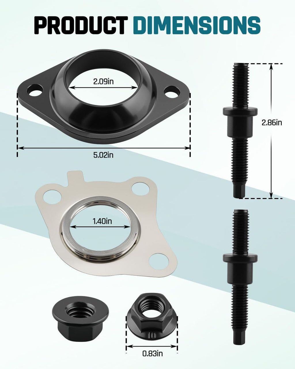Exhaust Downpipe Adapter Flange Gasket Stud Kit Fit for Ford 3.5L Ecoboost
