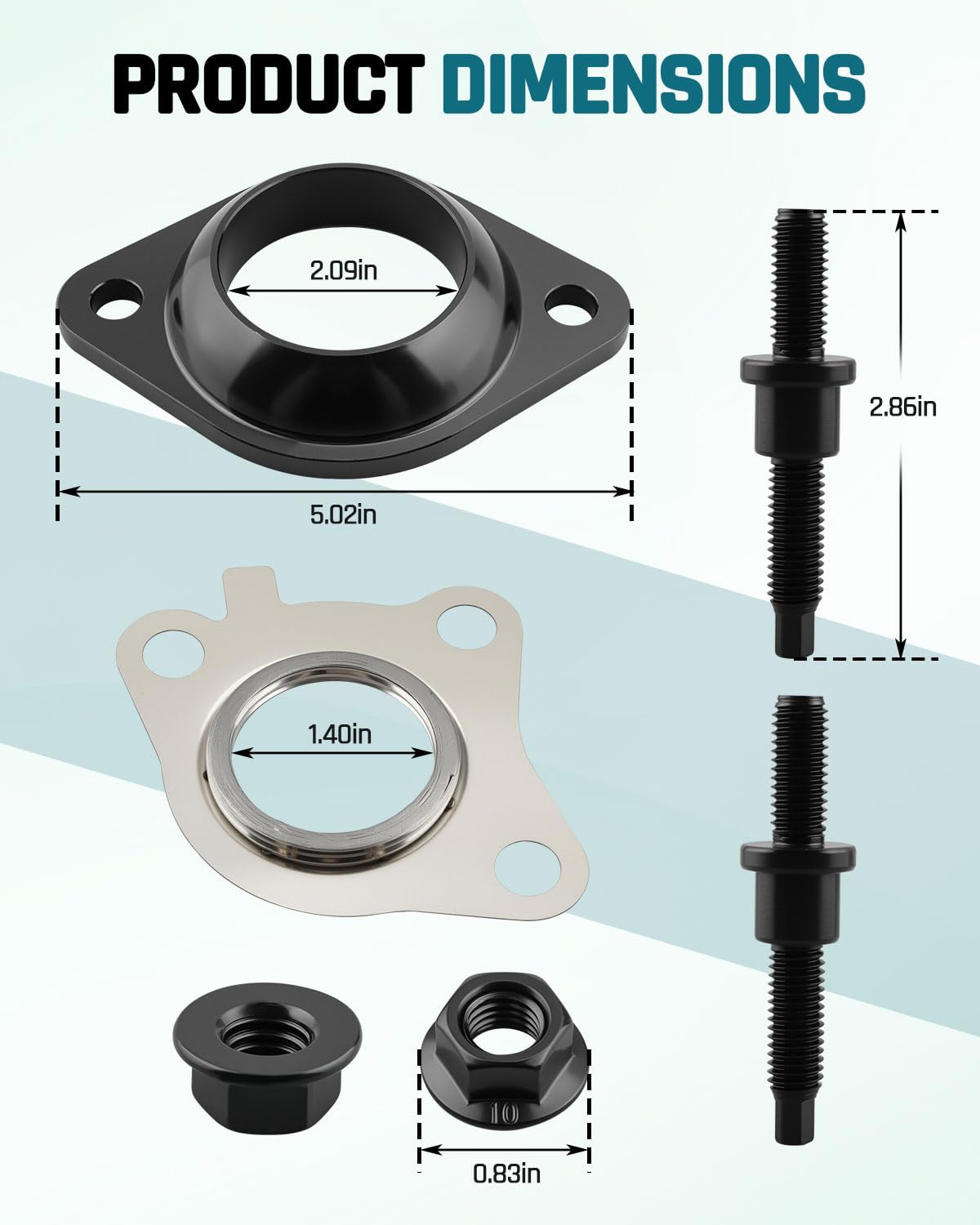Exhaust Downpipe Adapter Flange Gasket Stud Kit Fit for Ford 3.5L Ecoboost