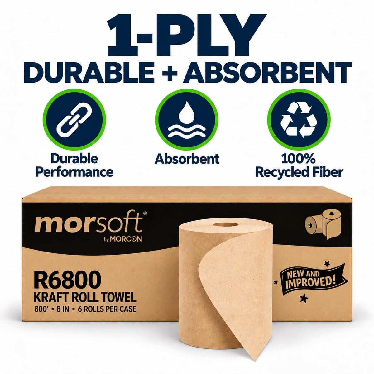 Morsoft R6800 Hardwound Roll Towels, Brown