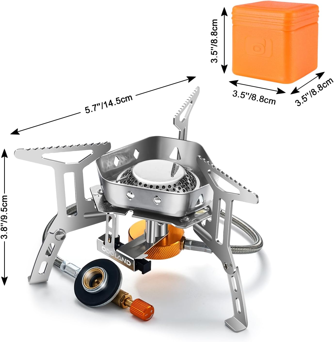 3500W/6800W Windproof Camp Stove Camping Gas Stove with Fuel Canister Adapter, Piezo Ignition, Carry Case, Portable