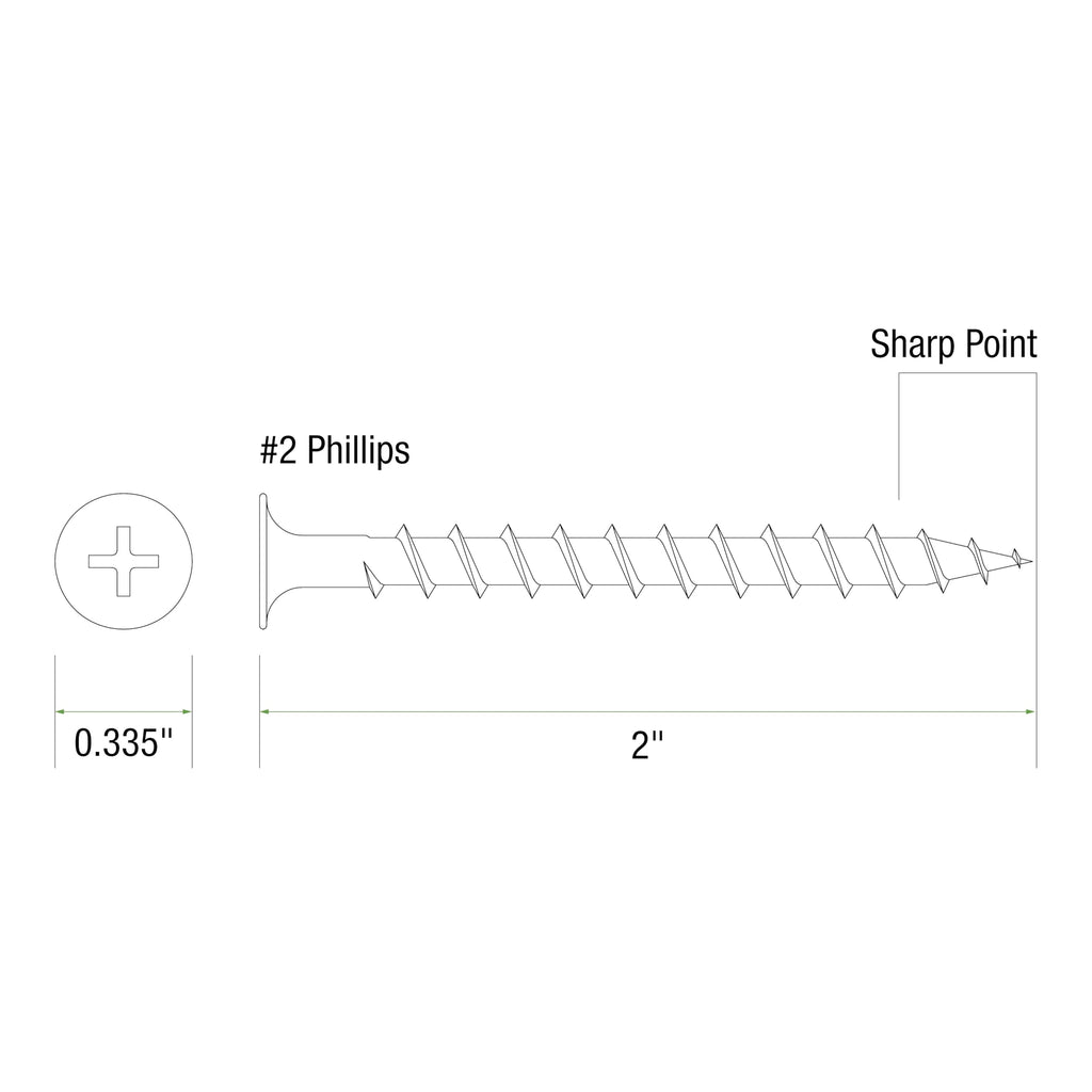 Exterior Screws - Safe for Use in Treated Lumber - #2 Phillips Bugle Head - Coarse Thread Deck Screws - PrimeGuard