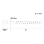 Exterior Screws - Safe for Use in Treated Lumber - #2 Phillips Bugle Head - Coarse Thread Deck Screws - PrimeGuard