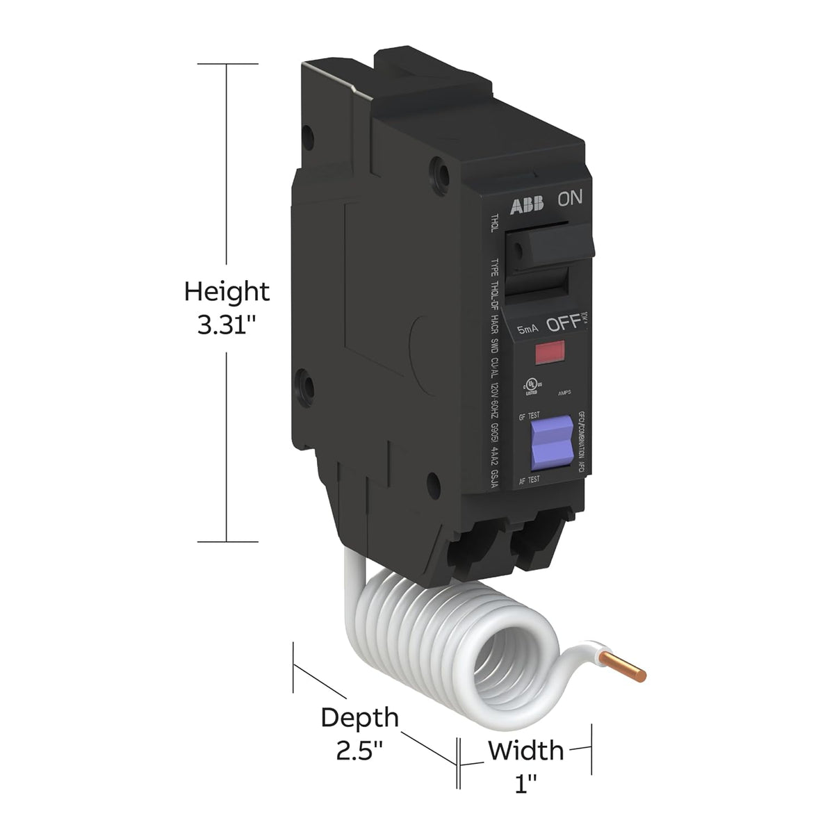ABB Q-Line THQL1115DF • Dual Function Circuit Breaker • 15 Amp Single Pole