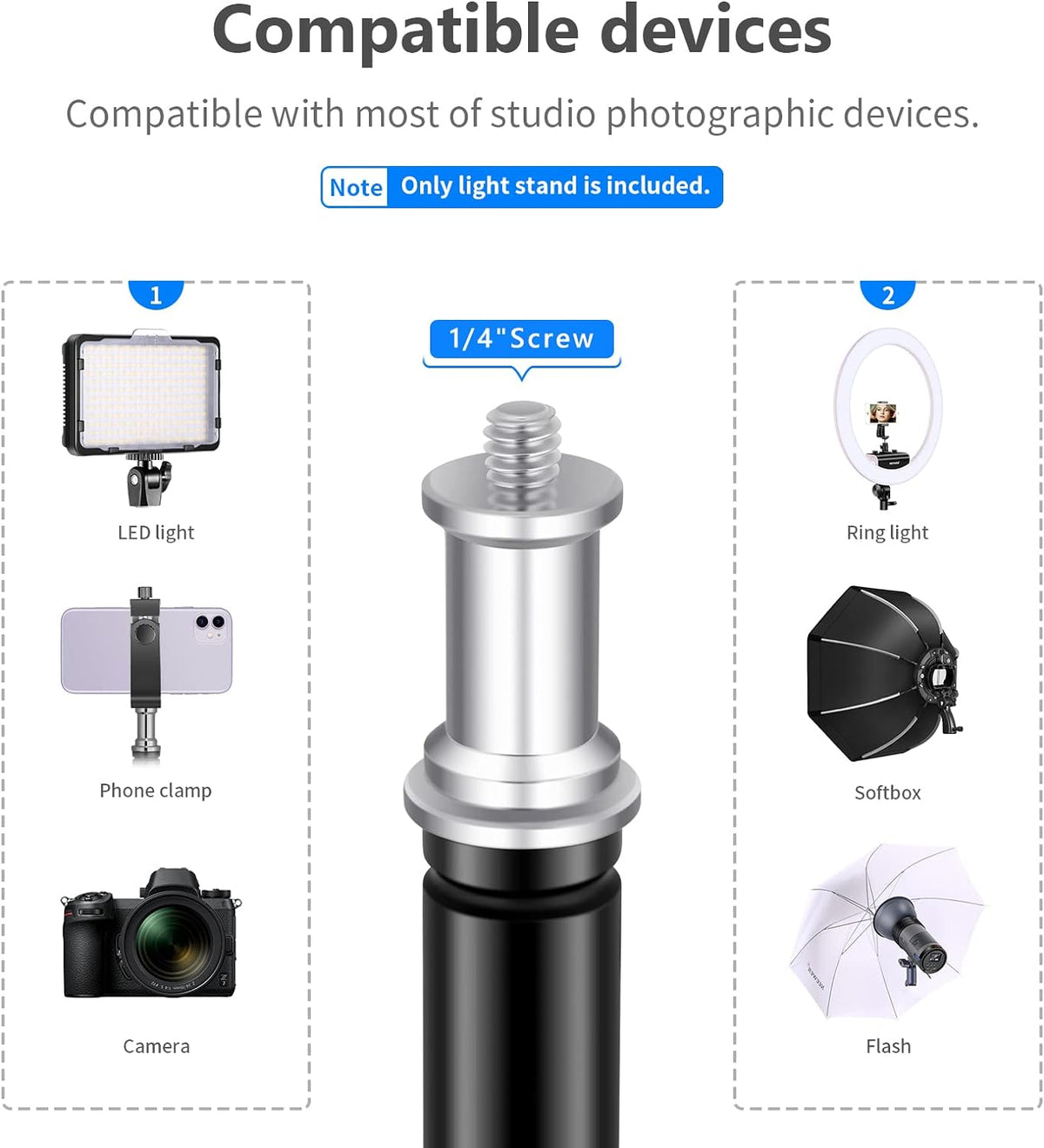 75"/6 Feet/190CM Photography Light Stands for Relfectors, Softboxes, Lights, Umbrellas, Backgrounds