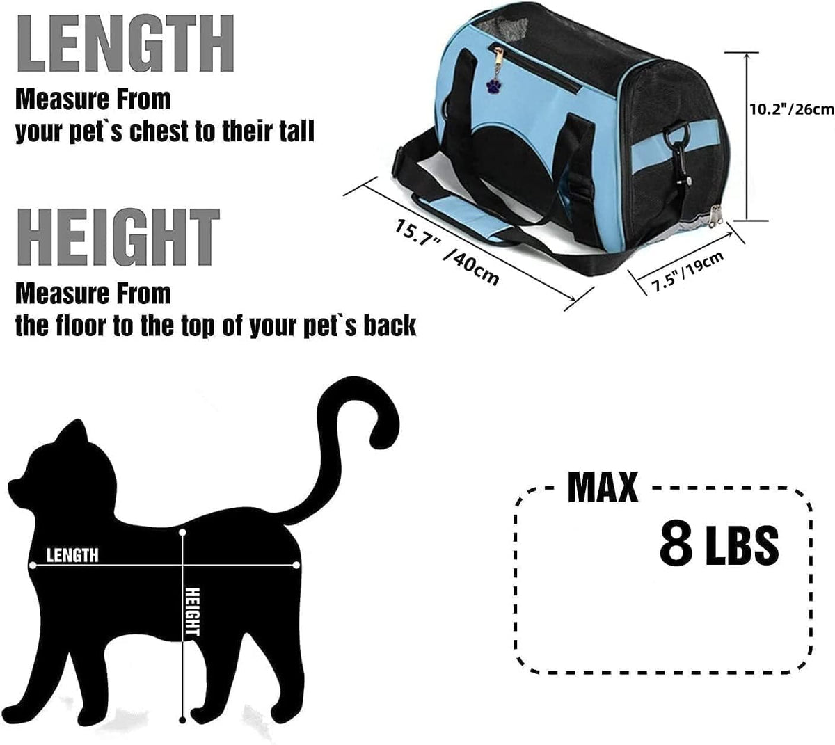 Cat Carrier,Soft-Sided Pet Travel Carrier for Cats,Dogs Puppy Comfort Portable Foldable Pet Bag Airline Approved
