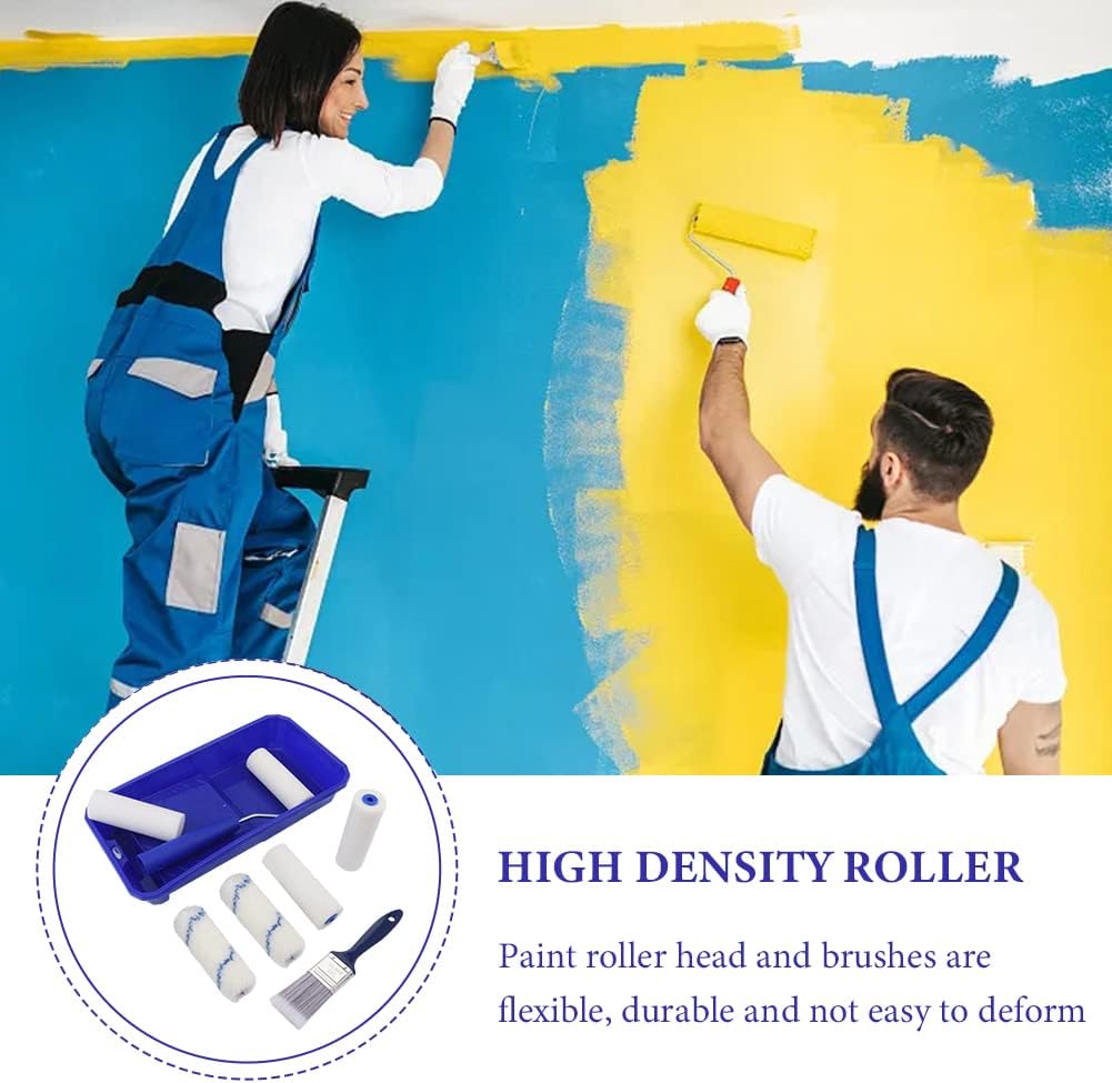 Paint Roller Kit, 9pcs Home Painting Supplies - Paint Brush, Paint Tray, Painting Tools, Roller and Paint Brushes