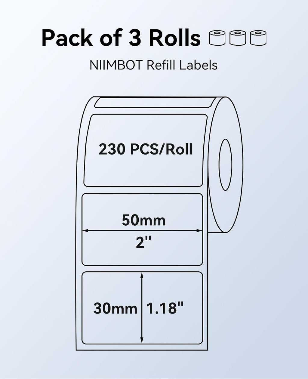50x30mm Thermal Labels, 3Roll White Labels for B Series Label Maker