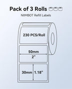 50x30mm Thermal Labels, 3Roll White Labels for B Series Label Maker
