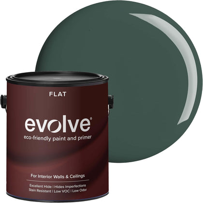 Interior Paint & Primer, Flat (Green Pine), 1 Gallon – Available in 50+ Colors, One-Coat Coverage, Excellent Hide