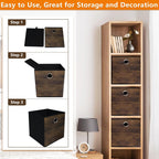 4 Pack Durable Storage Cube Bins with Wood Grain,Thickened Fabric Box,Storage Baskets for Open