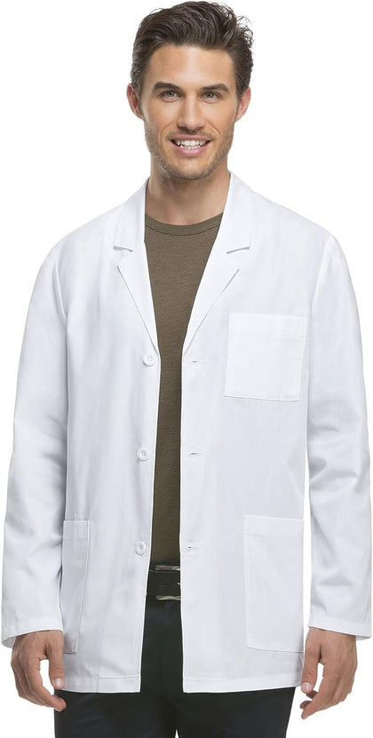 Mens Coat Lab Coat with 4 Pockets Notched Lapel with Three Button Closure - 81404