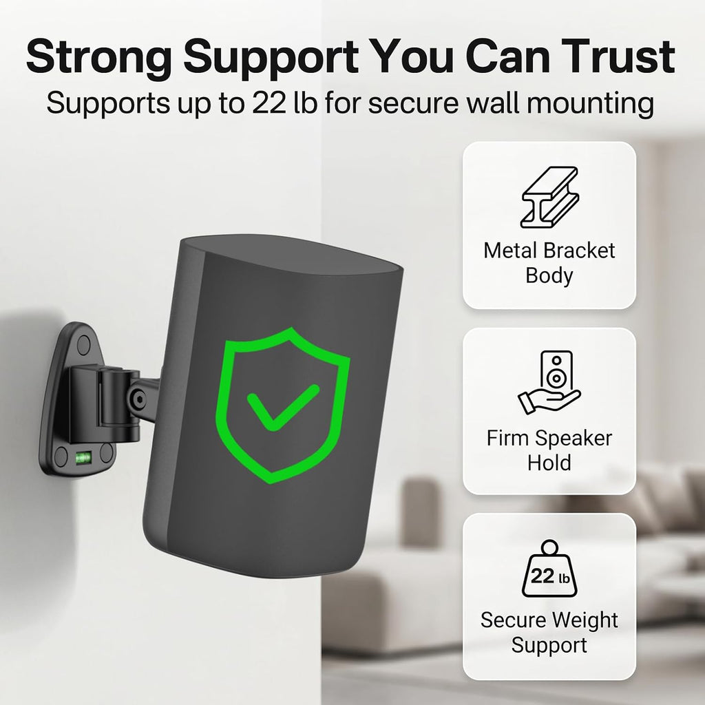 Heavy-Duty Speaker Wall Mounts for Roku Wireless Speaker Mount - Tilt & Swivel Adjustable Speaker Mounting Brackets