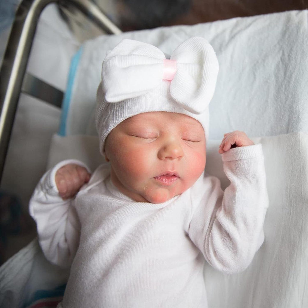 Newborn Baby Girl Hats with Bow No Scratch Cotton Toddler Infant Hat Beanie Caps Soft Newborn Hospital Hat 0-3 Months