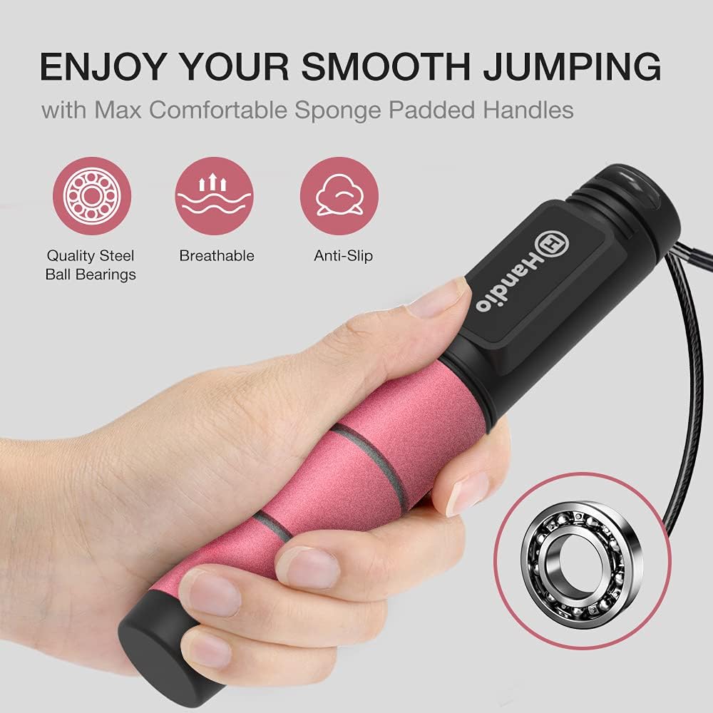 Jump Rope, H Handio Jump Rope with Counter, Workout Jumping Rope with Steel Ball Bearings, Adjustable Length Speed