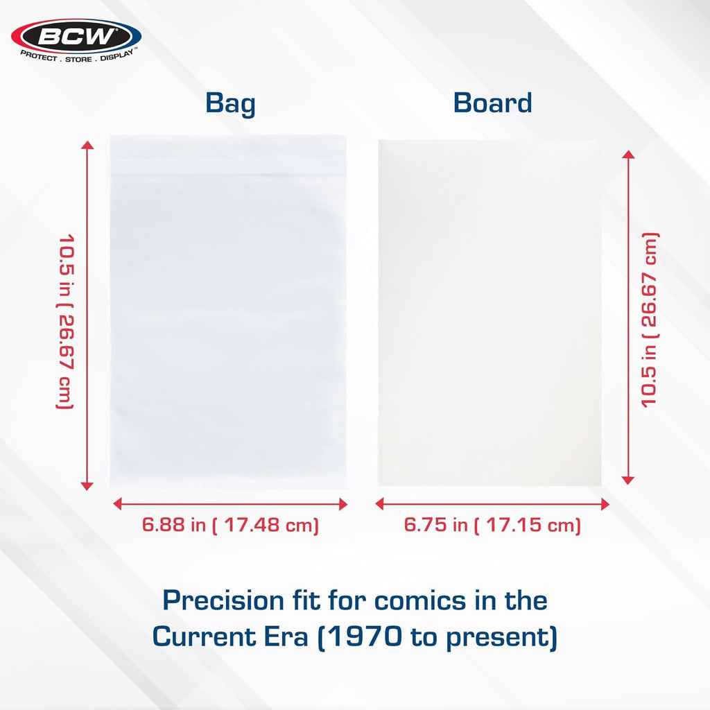 Resealable Current Comic Bags and Boards Combo, 100 Count Each | Protect current comics with 100 acid-free resealable