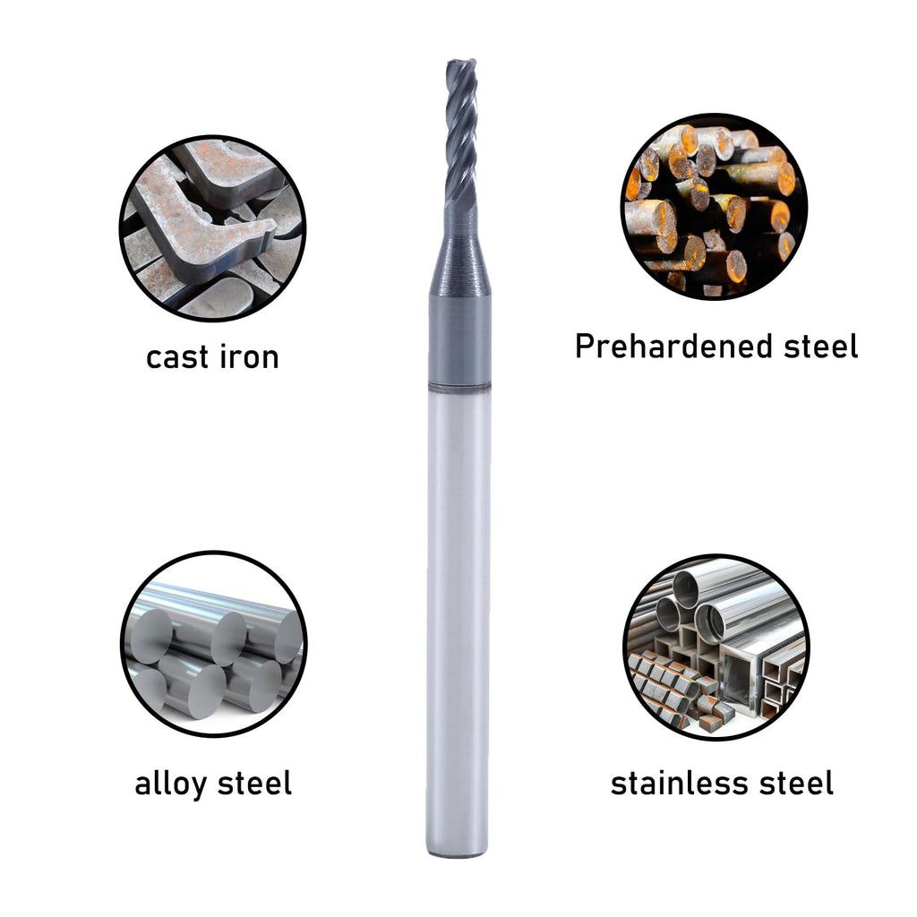 XYunEnZ 1/16" 4-Flute Square End Mill AlTiN Coated Carbide, 1Pcs