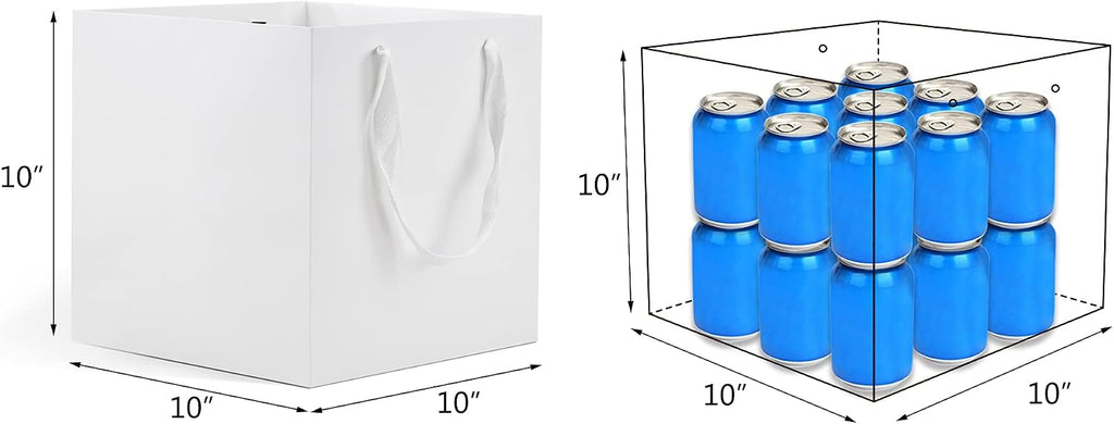 Large White Gift Bags with Handles, 24 Pack, 10x10x10 IN