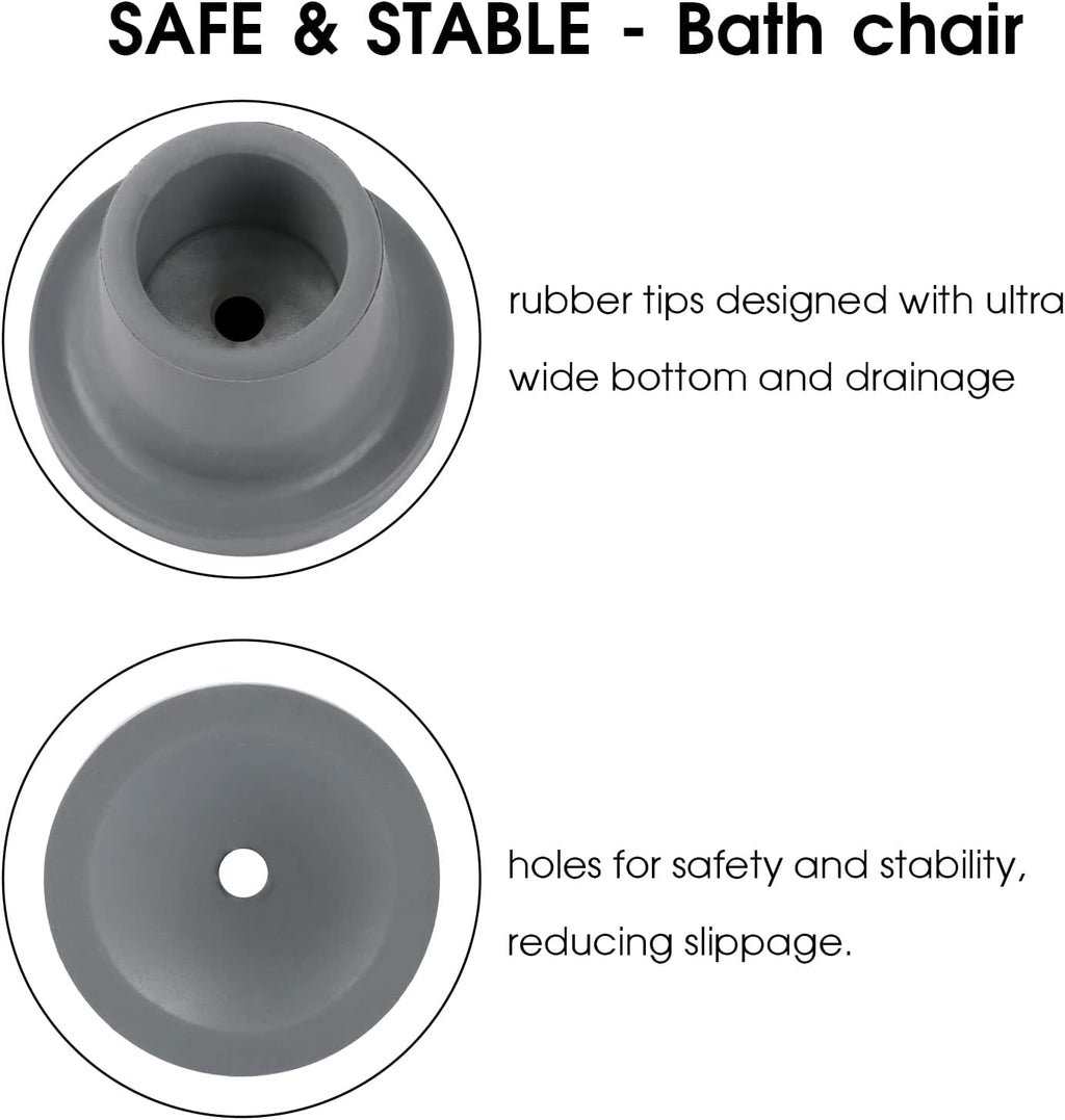 Heavy Duty Shower Chair Leg Caps 4 Pack - Replacement Rubber Feet for Bath Seat, Stools - Non Slip Tips With Suction