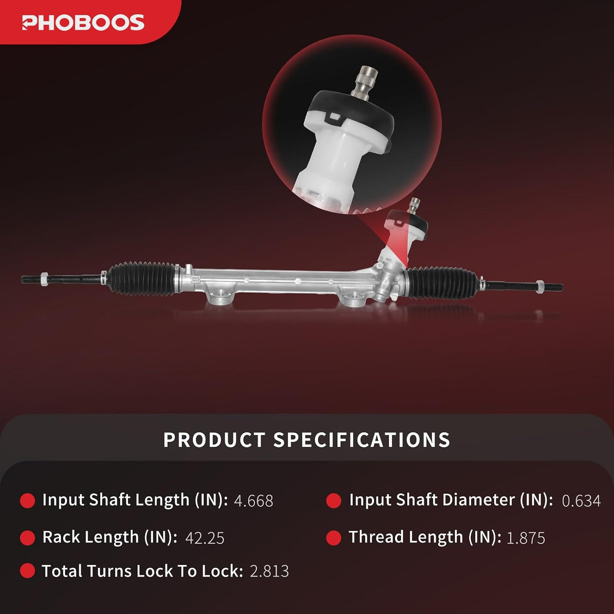 PHOBOOS Manual Steering Rack and Pinion Fit for Hyundai