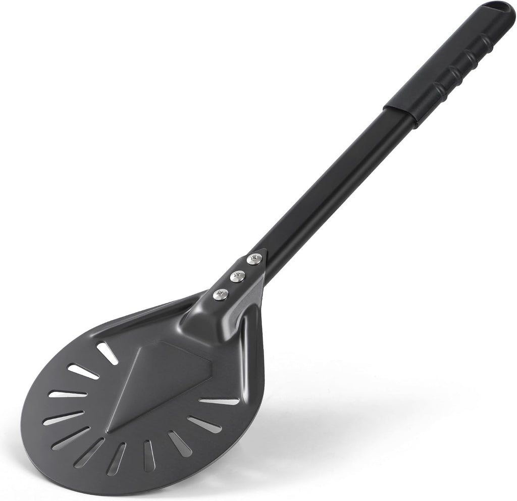 Pizza Turning Peel - Pizza Turner - Restaurant-Grade Aluminum Perforated Pizza Peel Lightweight Metal Outdoor Pizza