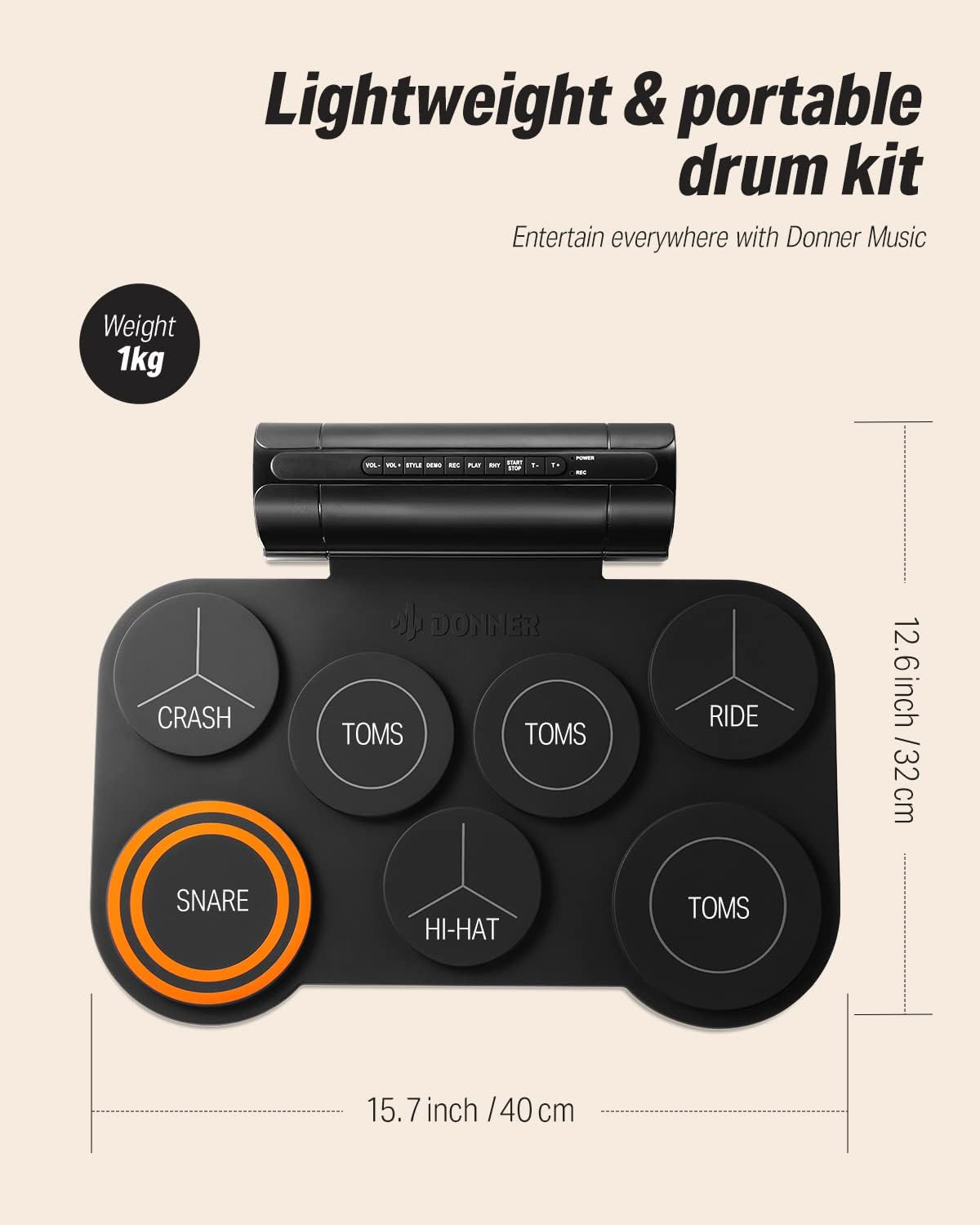 Electronic Drum Set, 7 Pads Electric Drum Pad Roll Up Quiet Drum Pad Built-in Speaker, 40 Drum Lessons Included, Kids