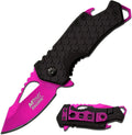 – Pocket Folding Knife – Fine Edge Steel Blade, Aluminum/Nylon Fiber Handle, Bottle Opener and Pocket Clip, Tactical