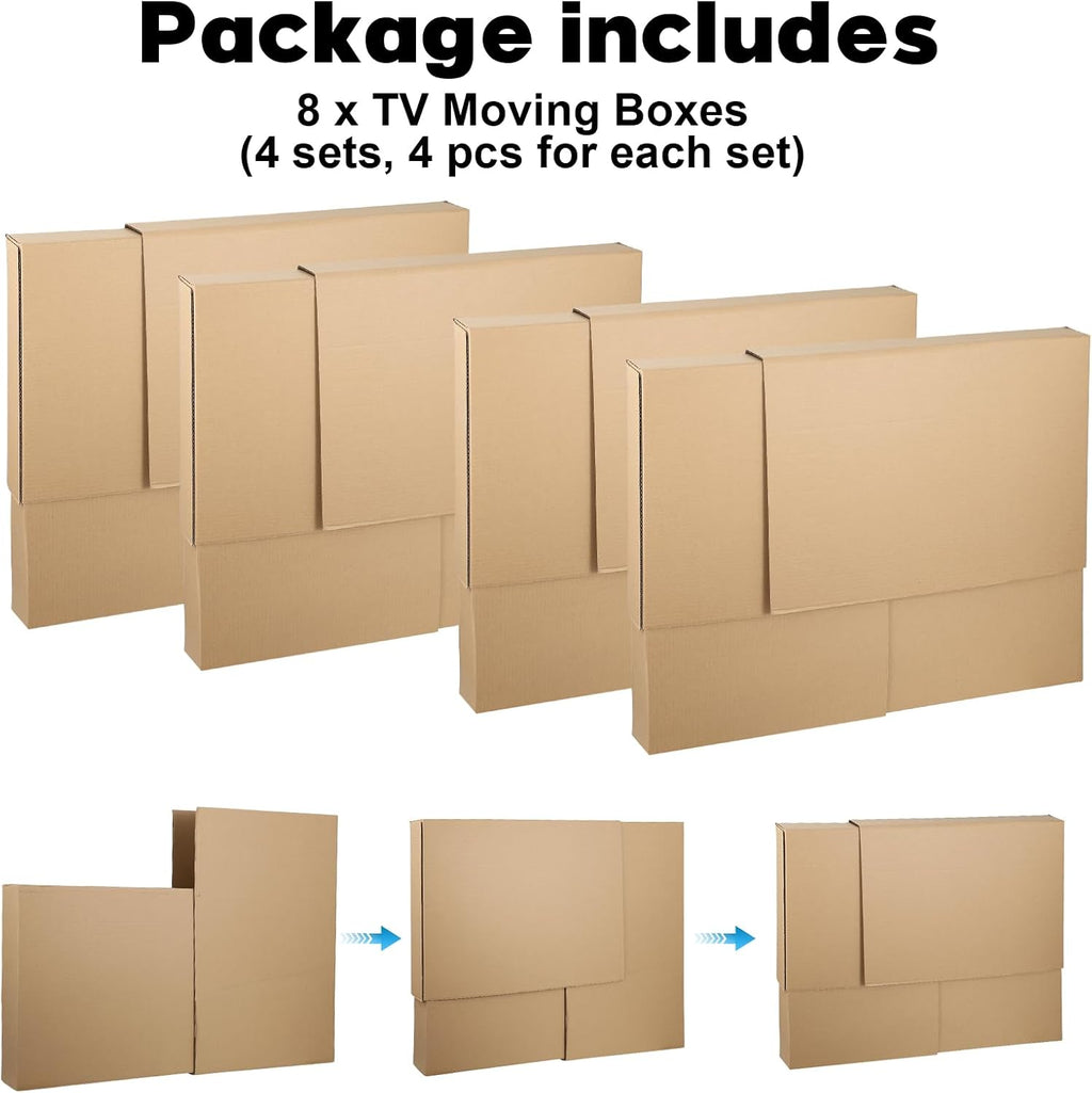 4 Sets 16 Pcs TV Moving Box Adjustable Up to 62" TV, Picture/Paint/Mirror Moving Boxes for Protecting Screen
