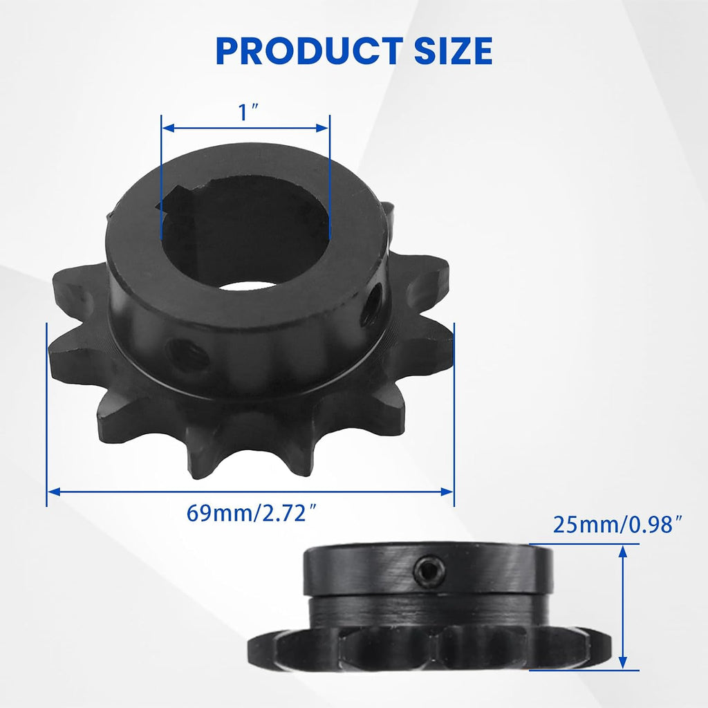 #50 Roller Chain Sprocket Type B 1 inch Bore 12 Tooth 50BS10