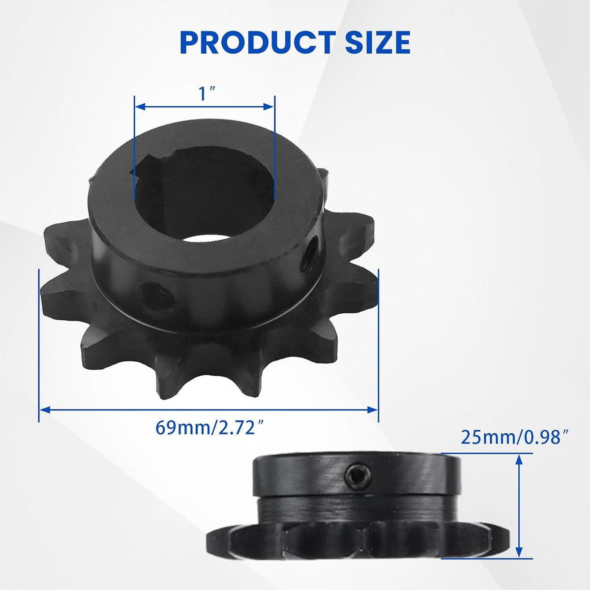 #50 Roller Chain Sprocket Type B 1 inch Bore 12 Tooth 50BS10