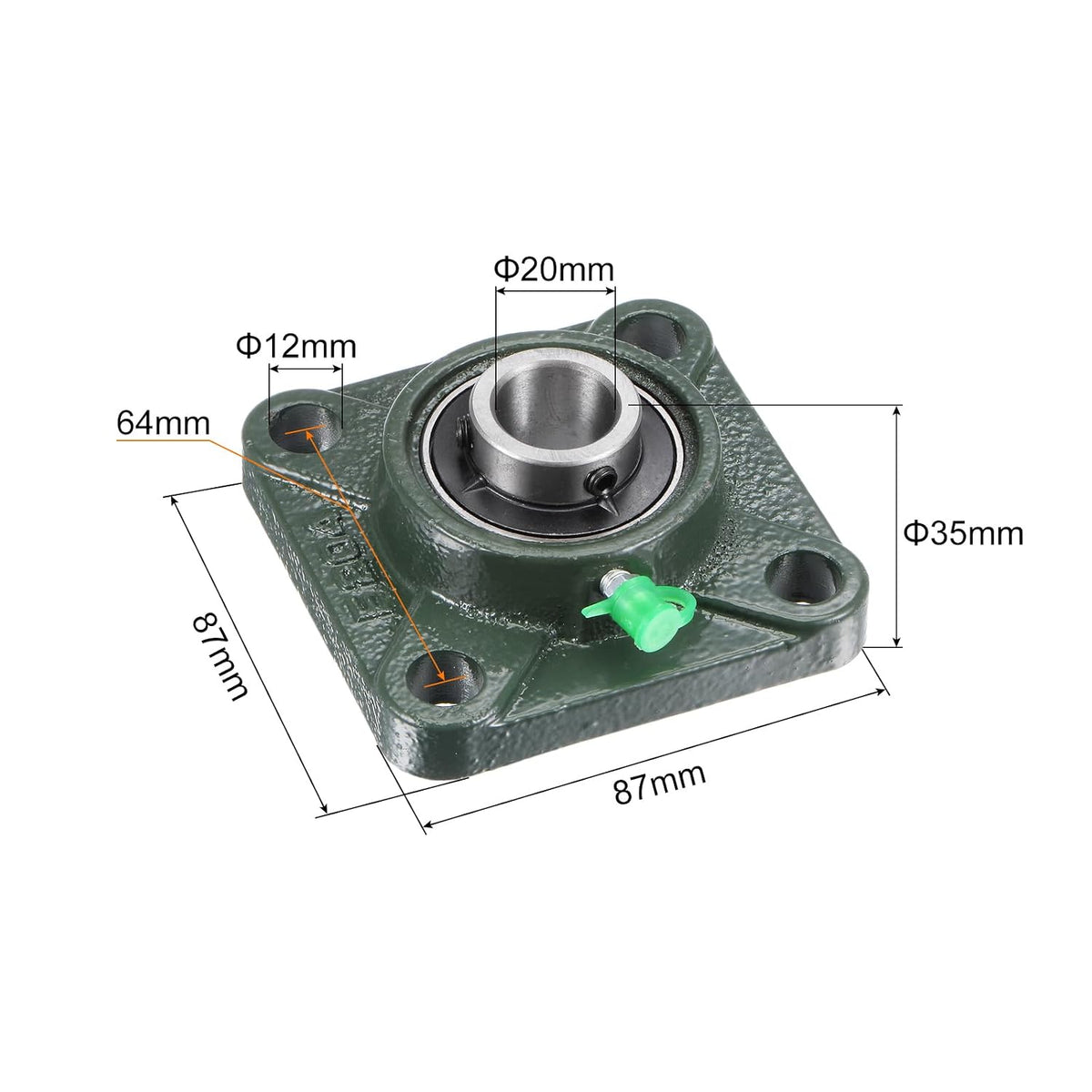 uxcell UCF204 Flange Block Bearings 20mm Bore Cast Iron Bearing Unit Set