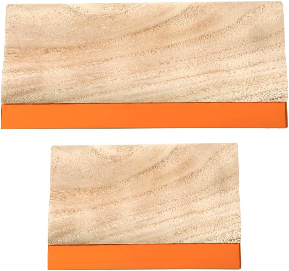 2 Sizes Wooden Screen Printing Squeegee, 75 Durometer Ink Scraper | 9.4 and 5.9 inches, 75 durometer