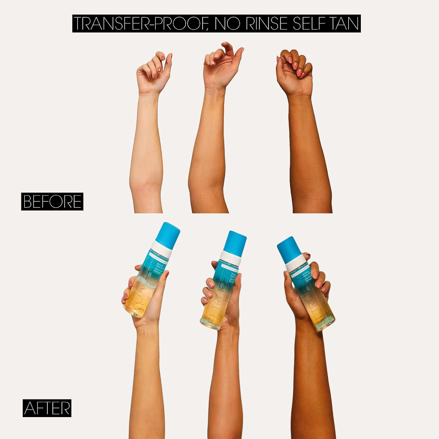 Self Tan Purity Bronzing Water, Clear Tanning Water Foam, Streak-Free Finish, Develops in 4-8 Hours, Vegan, Natural &
