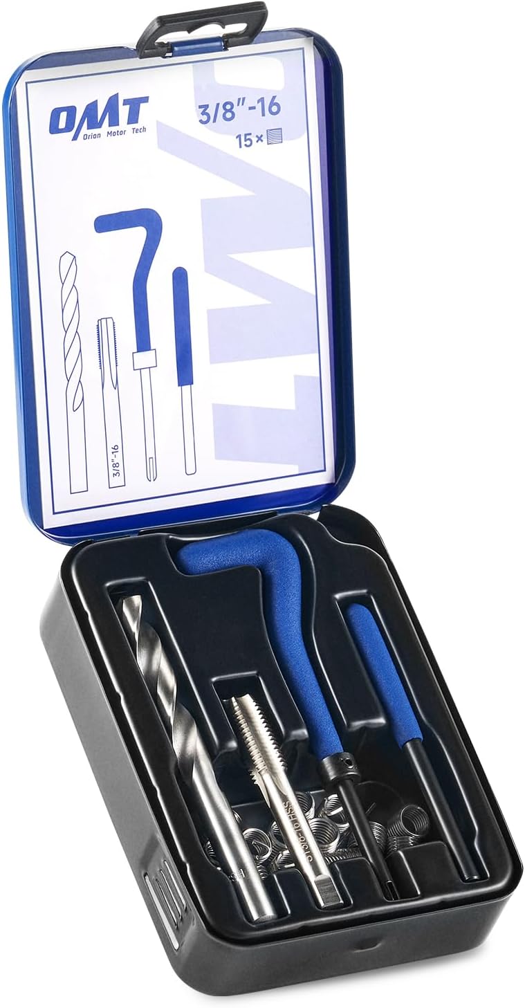 OMT 3/8"-16 Thread Repair Kit with HSS Drill Bit & 15 Thread Inserts
