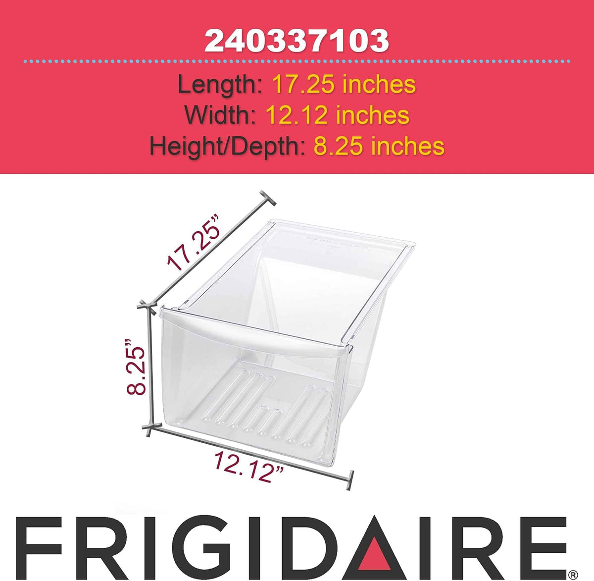 Frigidaire 240337103 Crisper Drawer for Refrigerators, Clear