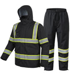 Class 3 Hi Vis Rain Suit, Waterproof Reflective Jacket Pants Set