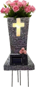 Cemetary Vase Solar Cemetery Grave Vase with LED Cemetery Vases for Grave with Spikes Decorations for Cemetery Grave