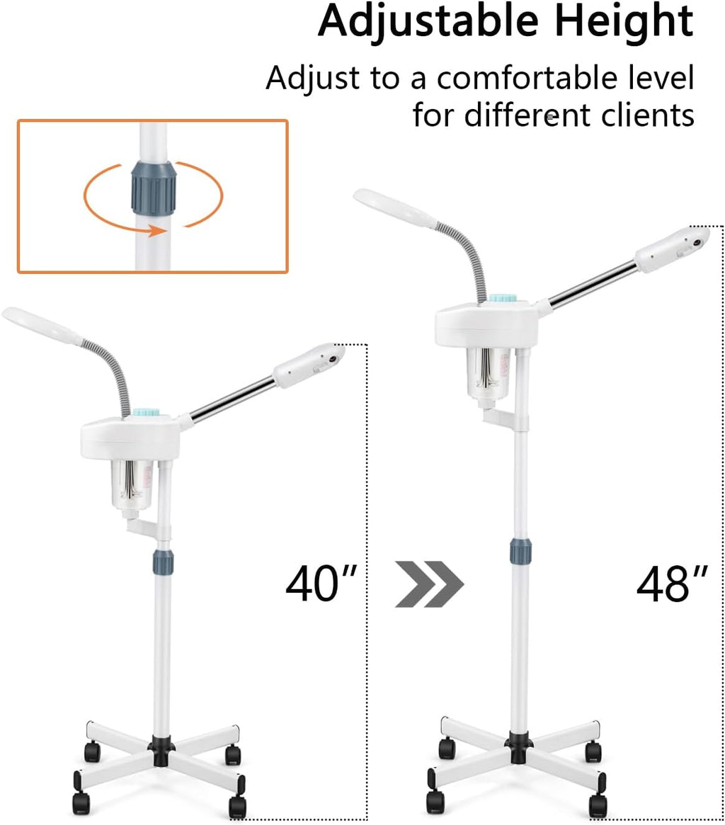 Professional Facial Steamer with 5X LED Magnifying Lamp 2 in 1 | Esthetician Face Steamer for Facial Deep Cleansing